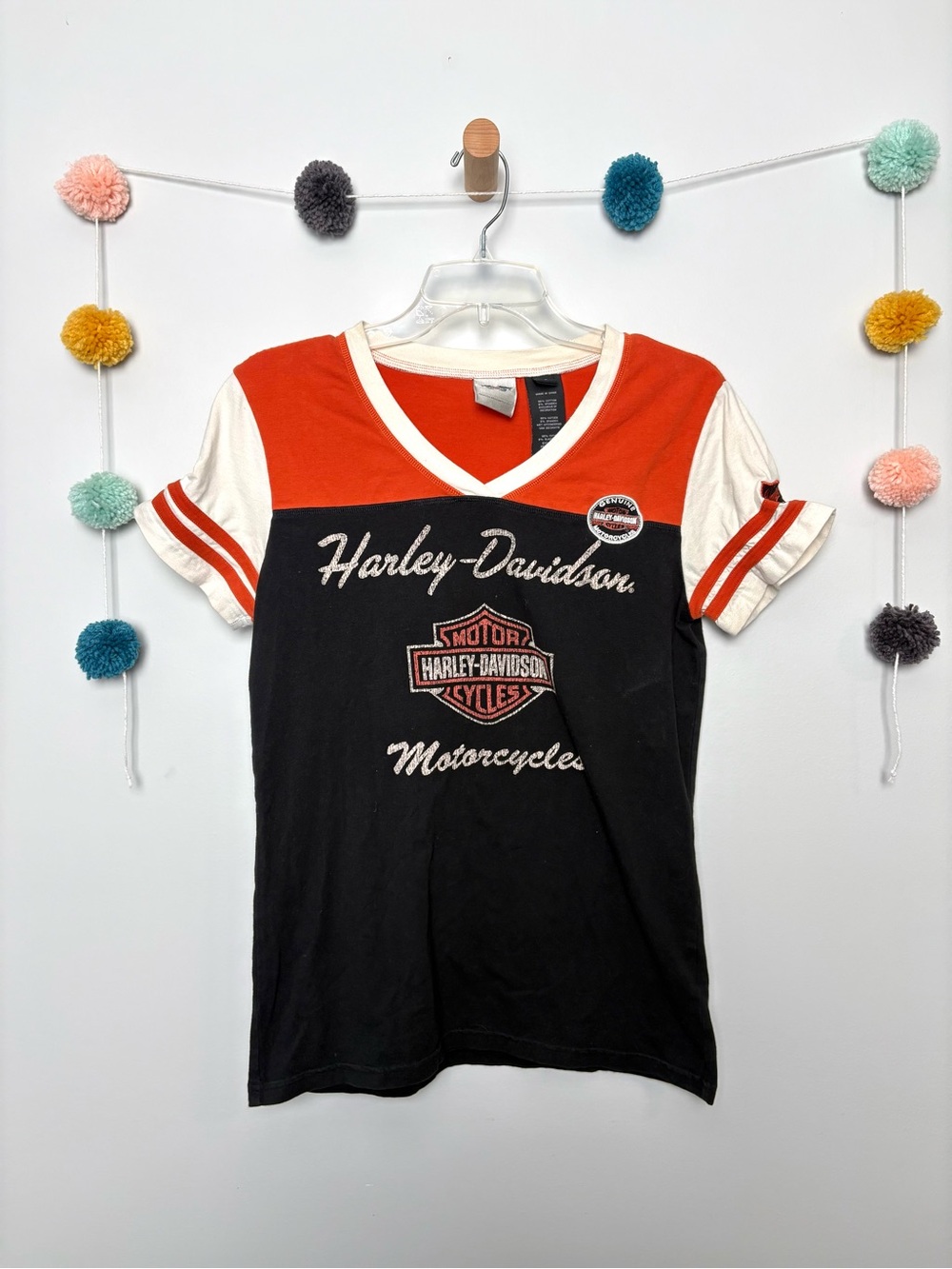 Harley Davidson Motorcycles Colorblock Vneck Tee